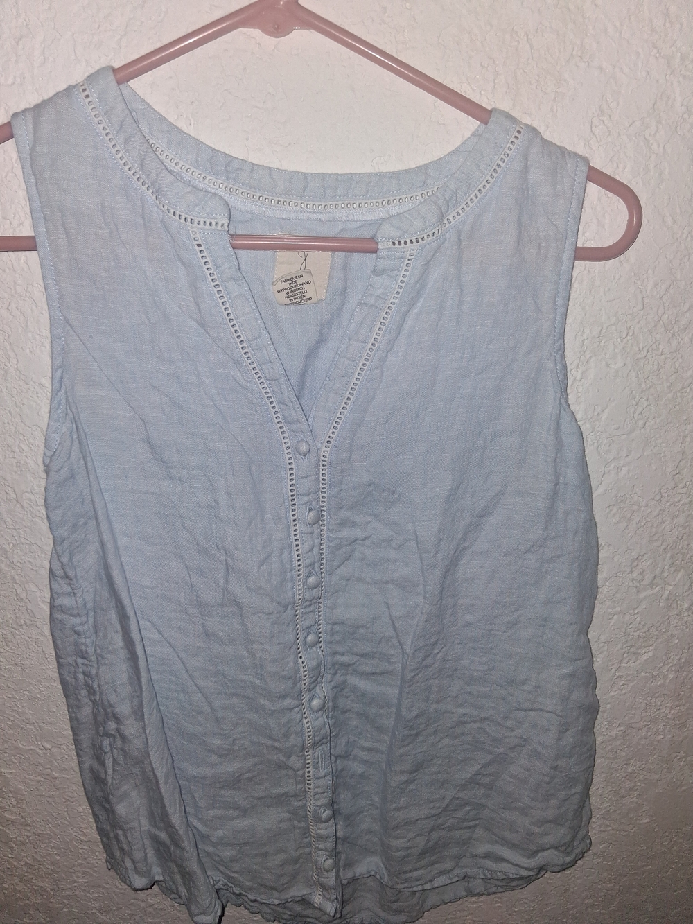 Joie Pale Blue Cotton-Linen Button-Front Camisole